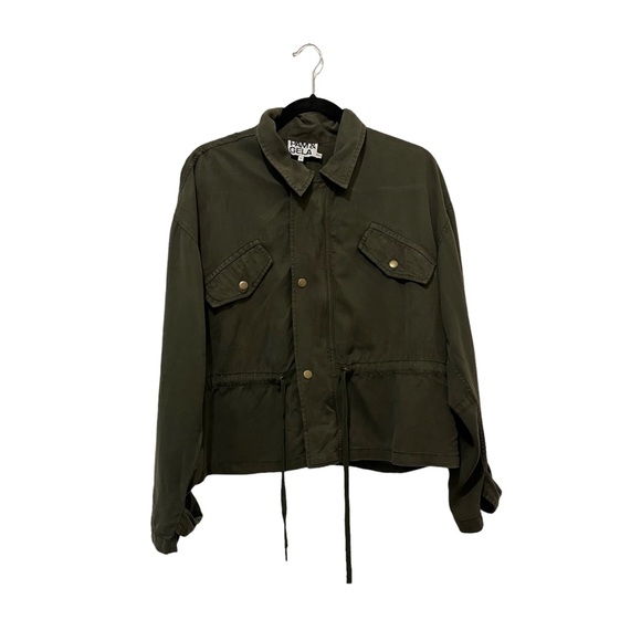 Pam & Gela Utility Cargo Military Jacket Army Green Zip Snap Button Womens Sz M - Picture 1 of 13
